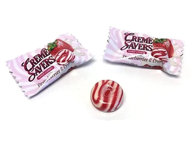 Crème Savers Raspberries & Cream Hard Candy 85g bag - Image 2