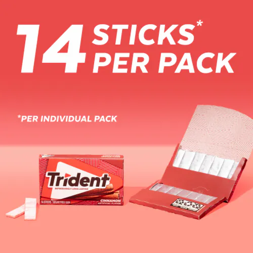 Trident Cinnamon Sugar Free Chewing Gum - 12 Packs -USA Import - Image 2